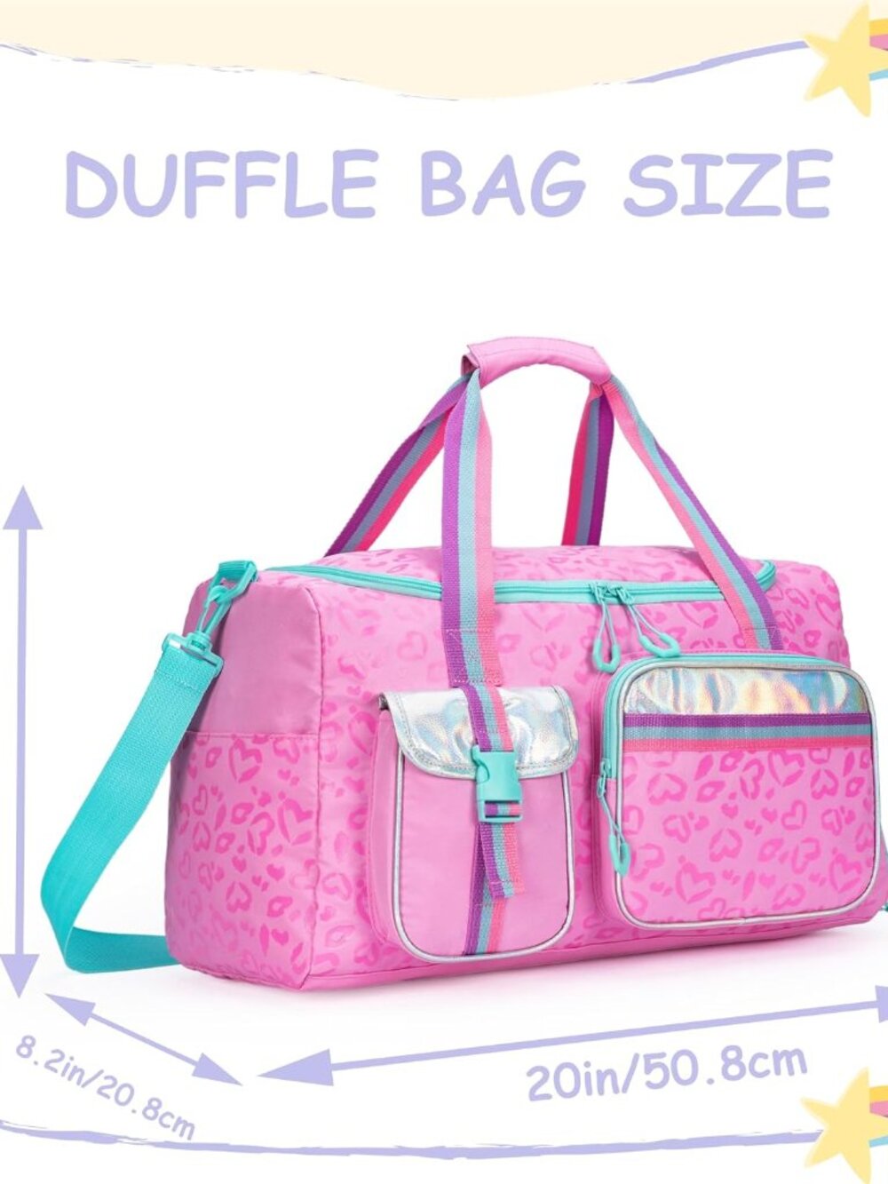 Kids Duffle Bag Girls Women Travel Bag Gifts Overnight Bags for Girls Women Tote - Picture 2 of 6